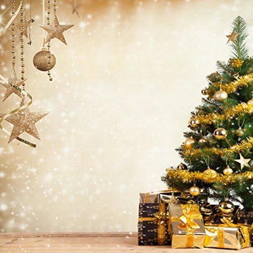 5X7FT high-grade Portrait cloth Computer Golden Star Christmas Tree backdrop (Backgrounds)