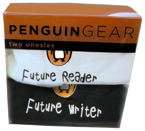Penguin Onesie Gift Set A (White & Black) 6-12 mos: 1 each White AA Future Reader Onesie (6-12 mos);Future Writer Onesie (6-12 mos)Penguin Onesie Box