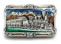 RAILROAD TRAIN Belt Buckle Pewter & Enamel