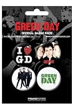 Green Day Badge Pack-White-4 x 38mm Badges