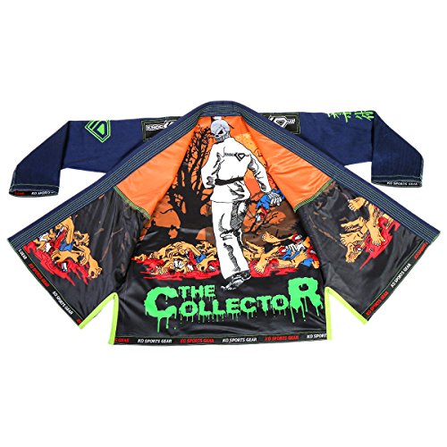 KO Sports Gear Dark Blue BJJ Gi - "The Collector" - Pearl Weave - For Brazilian Jiu-jitsu, Grappling, and Mixed Martial Arts - Kimono and Pants (A4)