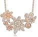 BeOne Temperamental Bohemia Style Flower Shaped CZ Rhinestone Bubble Bib Choker Statement Chain Necklace
