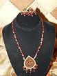 Ladies Jewelry Set Indian Style Ethnic 22k Gold Plated RED Ruby Beads Jewelry Set 3pc Free Shipping