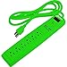 Office + Style 6 Outlet Surge Protector with Dual USB Ports and 6 Ft Cord, Green