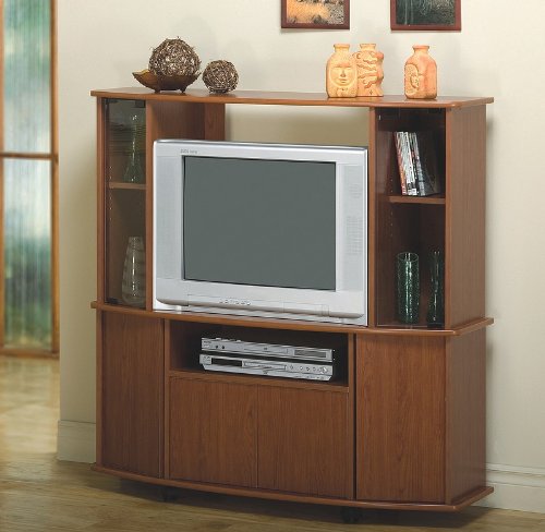 Contemporary Cherry Finish Entertainment Center TV Stand