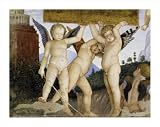 Camera Degli Sposi: Putti Holding Tablet - Detail by Andrea Mantegna poster print,34 in. x 27 in.
