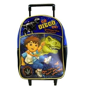 Go Diego Rescue Boys Dinosaur 3d Toddler Blue Rolling Backpack by 