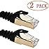 Vandesail&reg; CAT7 Shielded RJ45 Ethernet Patch Network Cable Professional Gold Plated Plug STP Wires Cat 7 Networking Cable Premium/ Patch/ Modem/ Router/ LAN (2*(6.5 ft-2 meters-Black Flat Shielded))