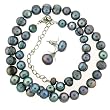 Pearl Freshwater Cultured Black Necklace Strand 6-7mm 17" with Earrings in Designer Bag Bucasi