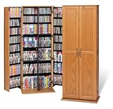 Large Locking Audio Video Storage Cabinet with Solid Oak Doors