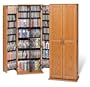 Large Locking Audio Video Storage Cabinet with Solid Oak Doors