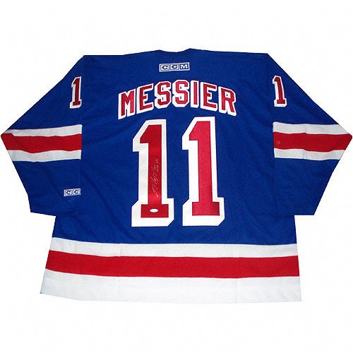 Buy Mark Messier New York Rangers Autographed Blue Replica CCM Jersey with HOF Inscription by Steiner