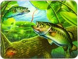 River's Edge Tempered Glass Cutting Board with an Image of a Beautiful Bass Swimming in a Clear Pond (12 x 16-Inch)