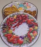 Scott's Cakes Taffy, Peanut and Pretzel Brittle, and Sassy Peanut Combo in a Christmas Wreath Tin