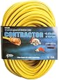 Coleman Cable 02589 12/3 Vinyl Outdoor Extension Cord with Lighted End, 100-Foot
