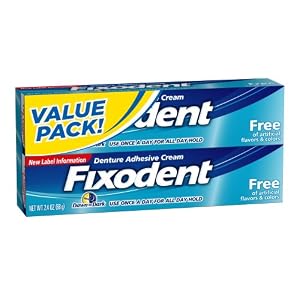 Fixodent Dentures Adhesive Cream Free Twin Pack 2.4 Oz,