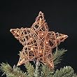 Natural Rattan 3-Dimensional Star Christmas Tree Topper - Clear Lights