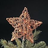 Review Kurt Adler  / Natural Rattan 3D Star Christmas Tree Topper - Clear Lights