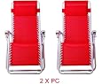 Two New Foldable Zero Gravity Chair Recliner Lounge Patio Chairs - Red