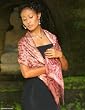 Silk batik scarf, 'Red Fern'