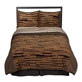 Modern Home Chocolate Flock Comforter Set - Full