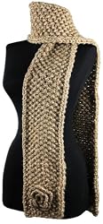 Handmade Wool and Acrylic Mixed Yarn Chunky Scarf - Soothing Wheat (100% knitted by hand/Long size)