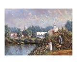 PHILIPPE RICHARD L ASSOMPTION CULTURAL AND HERITAGE CENTRE 19"X25" EVERYDAY LIFE BLUE GREEN ART PRINT EG6271