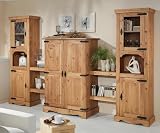 Schrankwand mit Comuperschrank aus Kiefer massiv auf antik gewachst