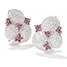  : 14K WHITE GOLD DIAMOND RUBY CLUSTER EARRINGS