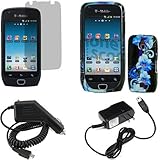 iNcido Brand Samsung Exhibit 4G T759 Combo Blue Flower Protective Case Face ....