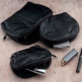 Embassy 3 pc Leather Makeup Bag