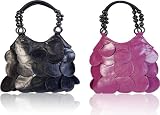 Womens Purple Circle Patch Discs Fashion Shoulder Handbag