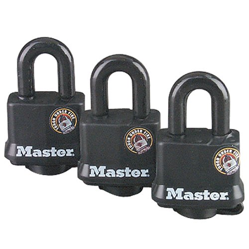 Master Lock 311TRI Keyed Alike Laminated Steel Padlock with Black Cover