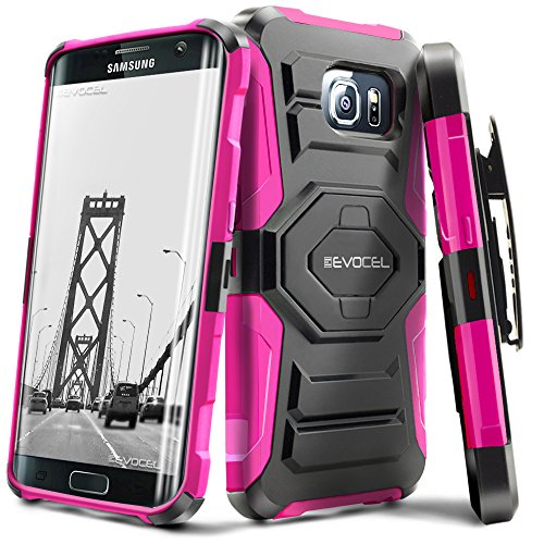 Evocel® Galaxy S7 Edge [New Generation] Rugged Holster Dual Layer Case [Kickstand][Belt Swivel Clip] For Samsung Galaxy S7 Edge (SM-G935 / 2016 Release) - Retail Packaging, Pink (EVO-SAMG935-XX05)