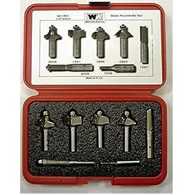 WHITESIDE PART #401 7 PC 1 2 SHANK BASIC ROUTER BIT SET C O #1058 #1067 #1804 #1901 #2008 #2305 AND... by Whiteside