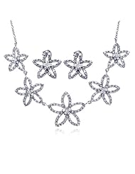 Nickel Free Sterling Silver Pendant & Earring Sets Flower CZ Set