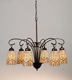 27.5 Inch W Ivory Tiffany Acorn 6 Lt Chandelier Ceiling Fixture