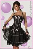 \#2 Sexy Black Satin Corset With Skirt and Thong