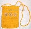 Crocheted Toyo Bag with Cowry Shell Flowers, Yellow