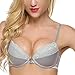 Ekouaer Women's Satin Demi Minimizer Underwire Bra Sexy Everyday Bra Gray