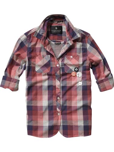 Maison Scotch Damen Top 12210220733 - 2-in-1style: shirt&mesh tank, w/badges, Gr. 38 (M/si Preisvergleich