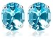 14k White Gold 11 x 9 Oval Shape Coated Swiss Blue Topaz Stud Earrings