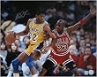 Magic Johnson Signed 16X20 Photo - Vs. Michael Jordan 2