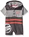 Calvin Klein Baby-Boys Color Block Single Dyed French Terry Hooded Romper, Gray, 24 Months