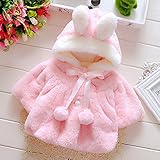 (フィーショー)FEESHOW 子どもアウター 兎耳 かわいい ベビーコート ジャケット 厚手 裏起毛 春秋冬 保温 防寒 ふわふわ ソフトコート 通学 パーティー 結婚式 お呼ばれ 七五三 出産祝い