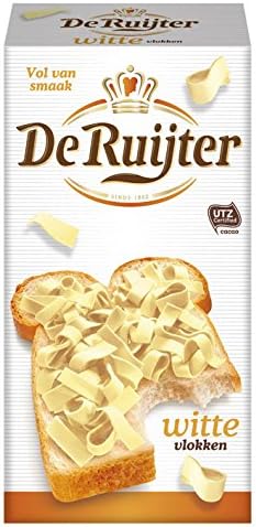 Deruyter ChocoadeVlokken Wit (White Chocolate FLAKES), 10.5-Ounce Box [PACK OF 4]