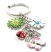 AUTHENTIC COACH ENAMEL LADYBUG FLOWER KEYCHAIN CHARM 92048