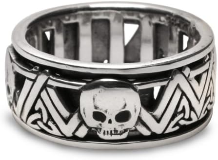 Skull Sterling Silver Mens Spinner Ring - size 13