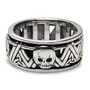 Skull Sterling Silver Mens Spinner Ring