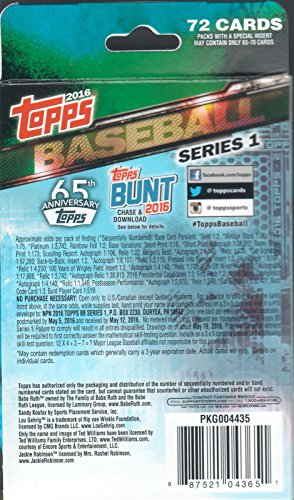 2016-Topps-Series-1-MLB-Baseball-HUGE-EXCLUSIVE-Factory-Sealed-Hanger-Box-with-72-Cards-Brand-New-Loaded-with-Cool-Inserts-and-New-Rookie-Cards-Look-for-Autographs-and-Game-Used-Relics